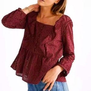 Madewell Eyelet Pom-Pom Blouse